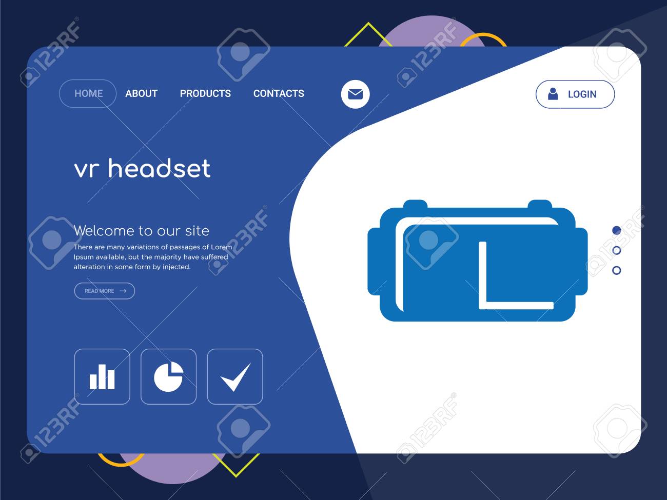 quality one page vr headset website template vector eps modern