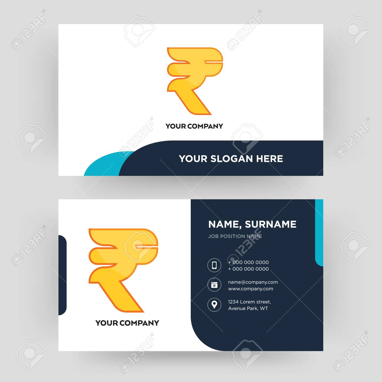 rupees business card design template visiting for your company id card creative design