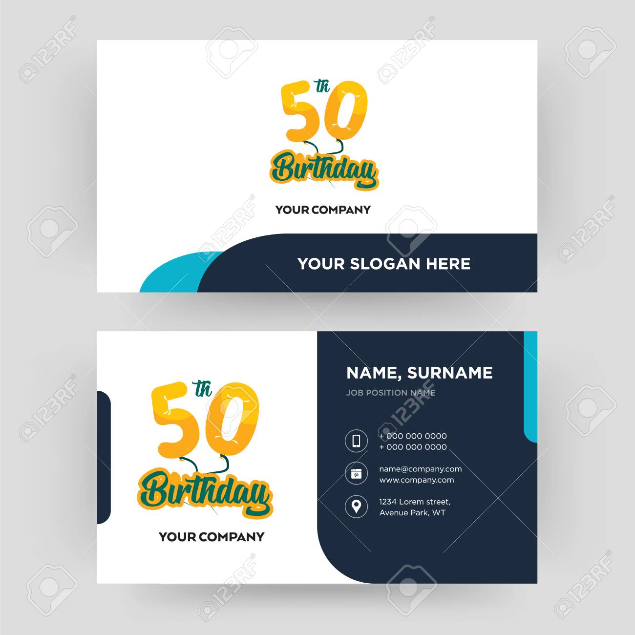 50th birthday business card design template visiting for your 50th birthday card template