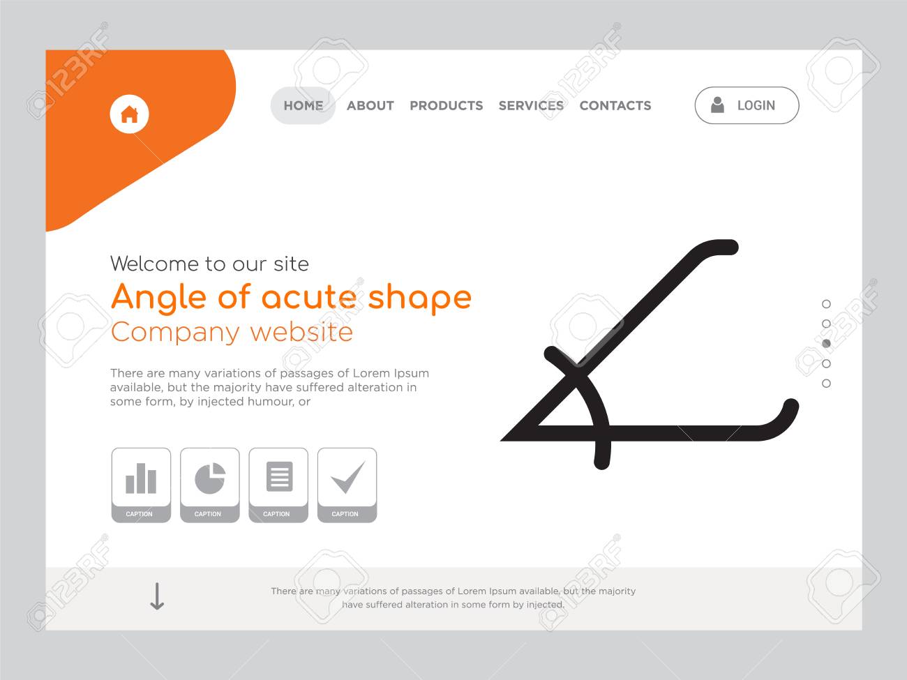 quality one page angle of acute shape website template vector angle template