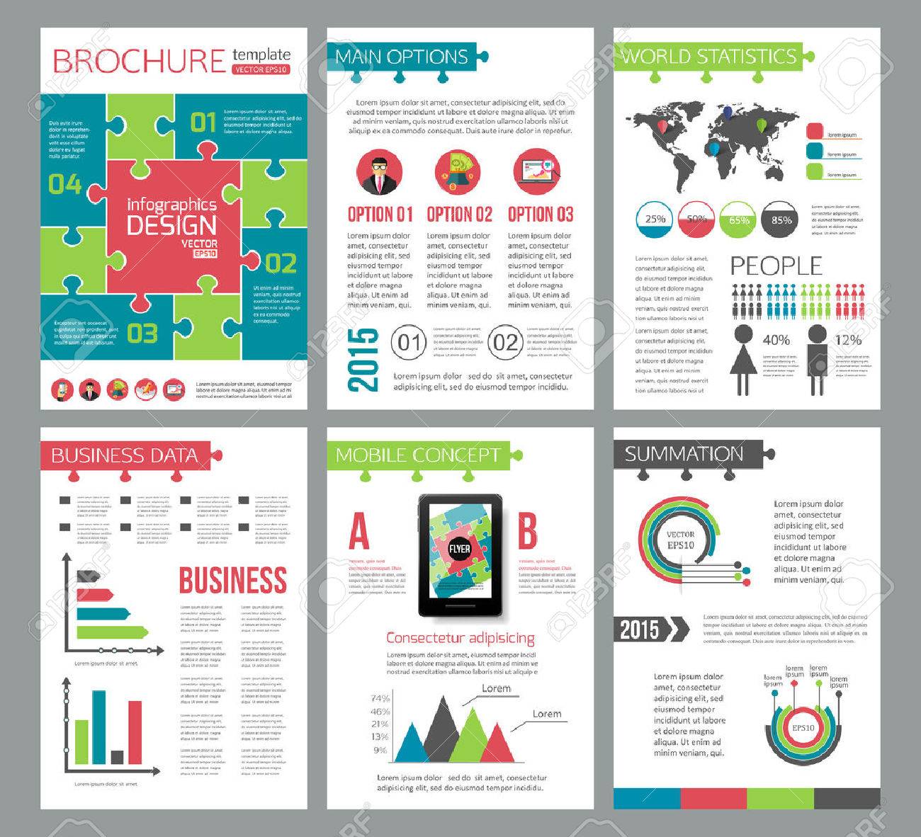 set of corporate business stationery brochure templates puzzle