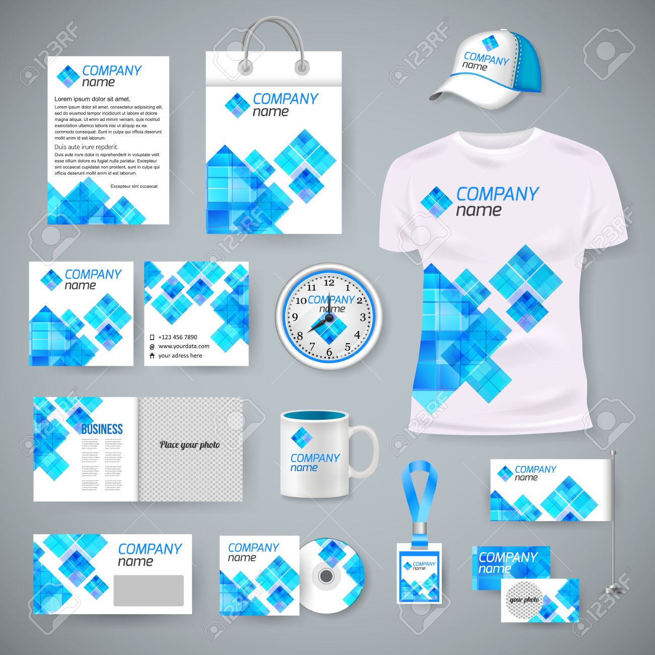 corporate identity business photorealistic design template classic
