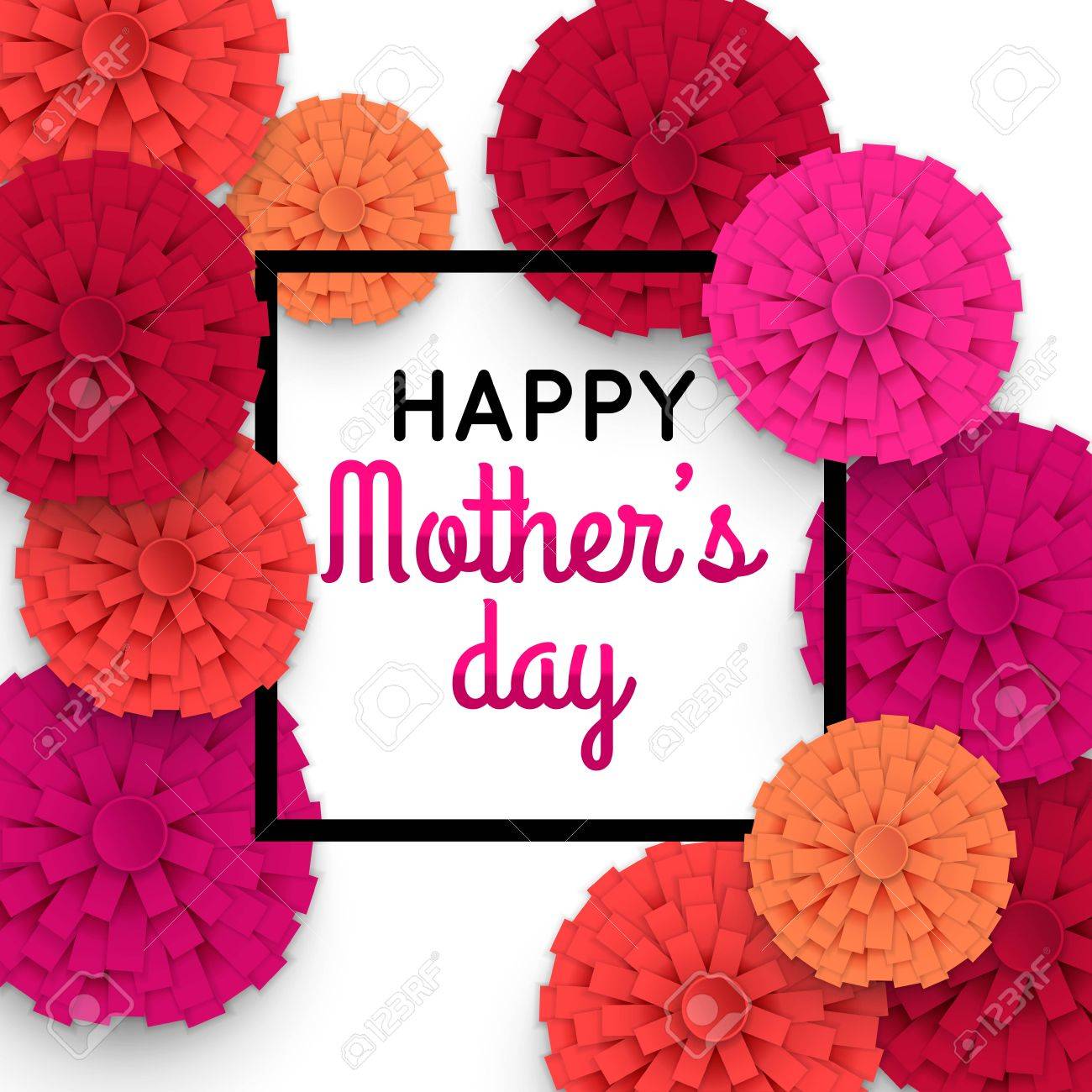 Happy Mothers Day floral greeting card. Mothers Day bacground with paper flowers. Vector illustrator. - 55947472 Happy Mothers Day floral greeting card. Mothers Day bacground with paper flowers. Vector illustrator. - 55947472