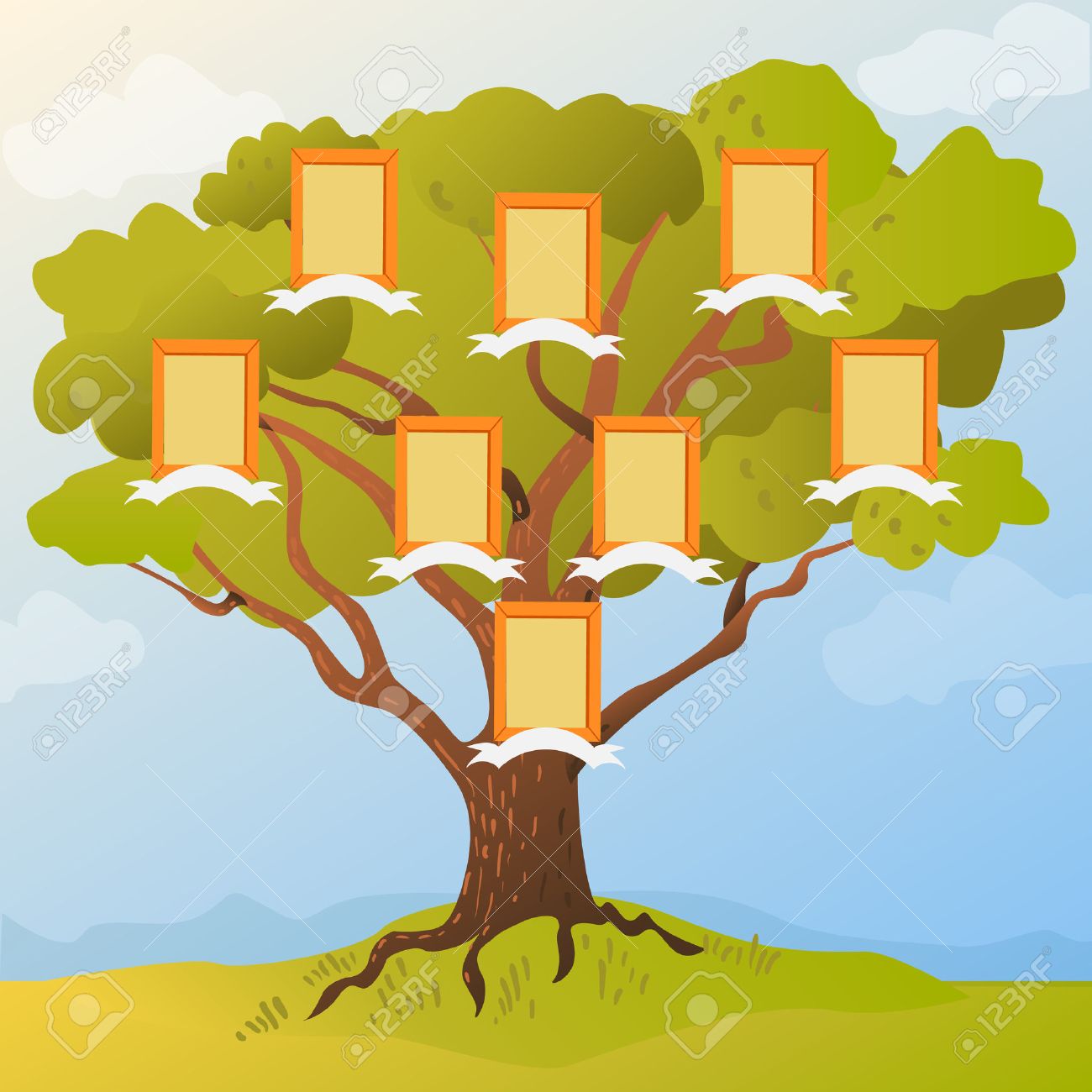 family tree with frames for photos of family members vector family yree