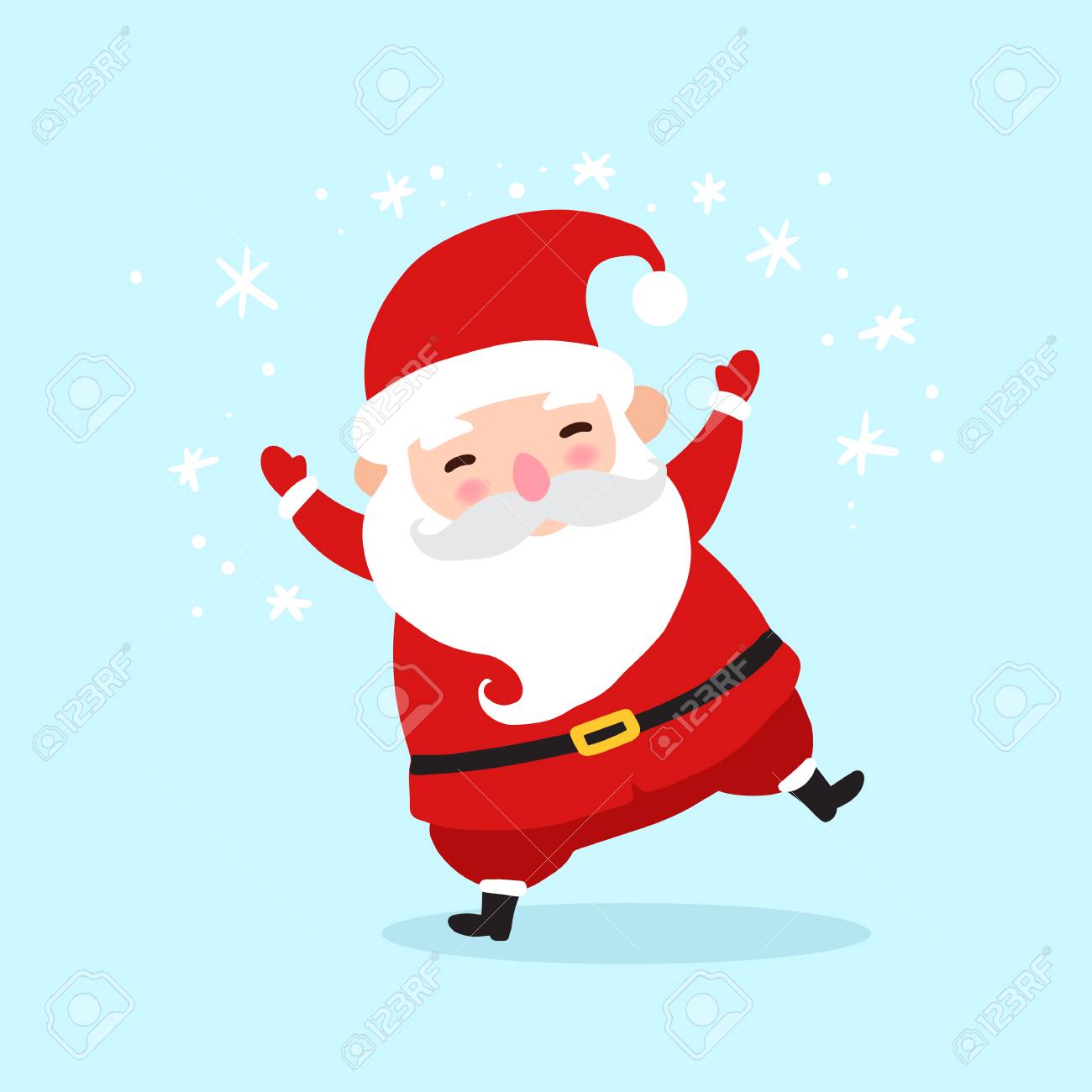 dancing santa claus cartoon character icon isolated on blue santa background