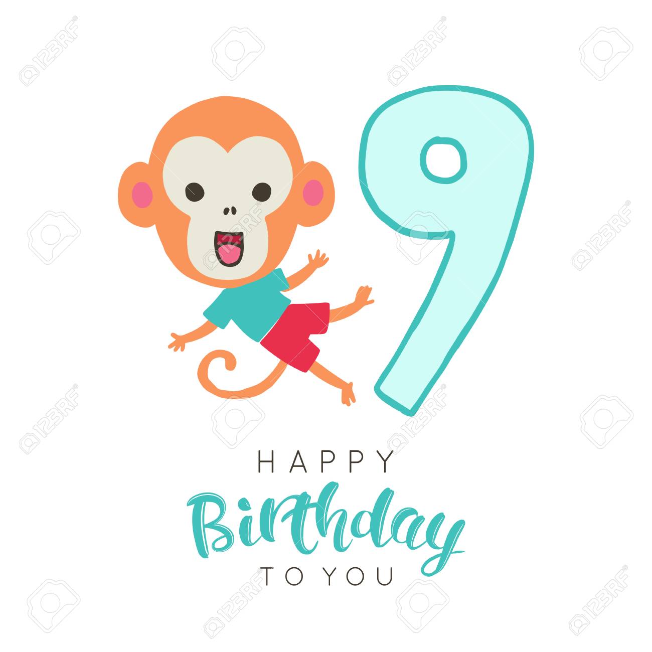 Illustration De Cartes De Voeux Avec Joyeux Anniversaire Pour Vous Les Parents Et Mignon Singe Dedie A L 39 Amour De Remerciement Clip Art Libres De Droits Vecteurs Et Illustration Image