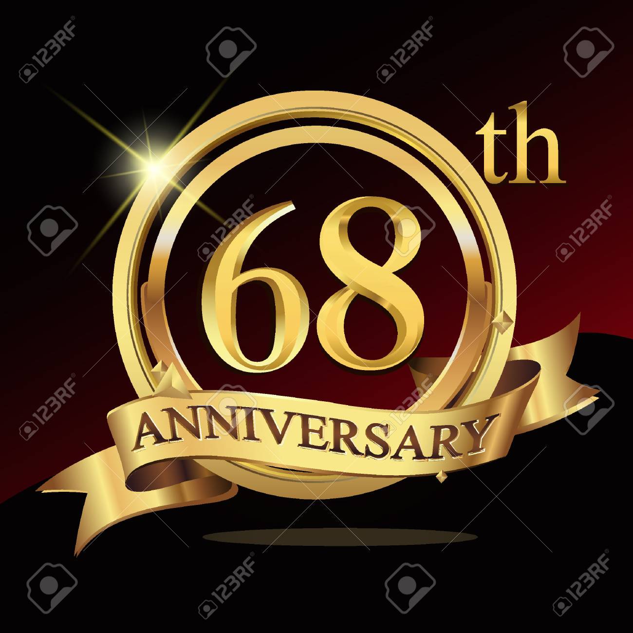 Celebration Du Logo D Anniversaire De 68 Ans Avec Bague Et Ruban Clip Art Libres De Droits Vecteurs Et Illustration Image