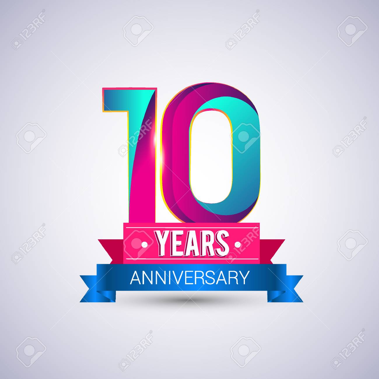 Logotipo De Aniversario De 10 Anos Diseno De Vectores De Color Azul Y Rojo Ilustraciones Vectoriales Clip Art Vectorizado Libre De Derechos Image 74493358