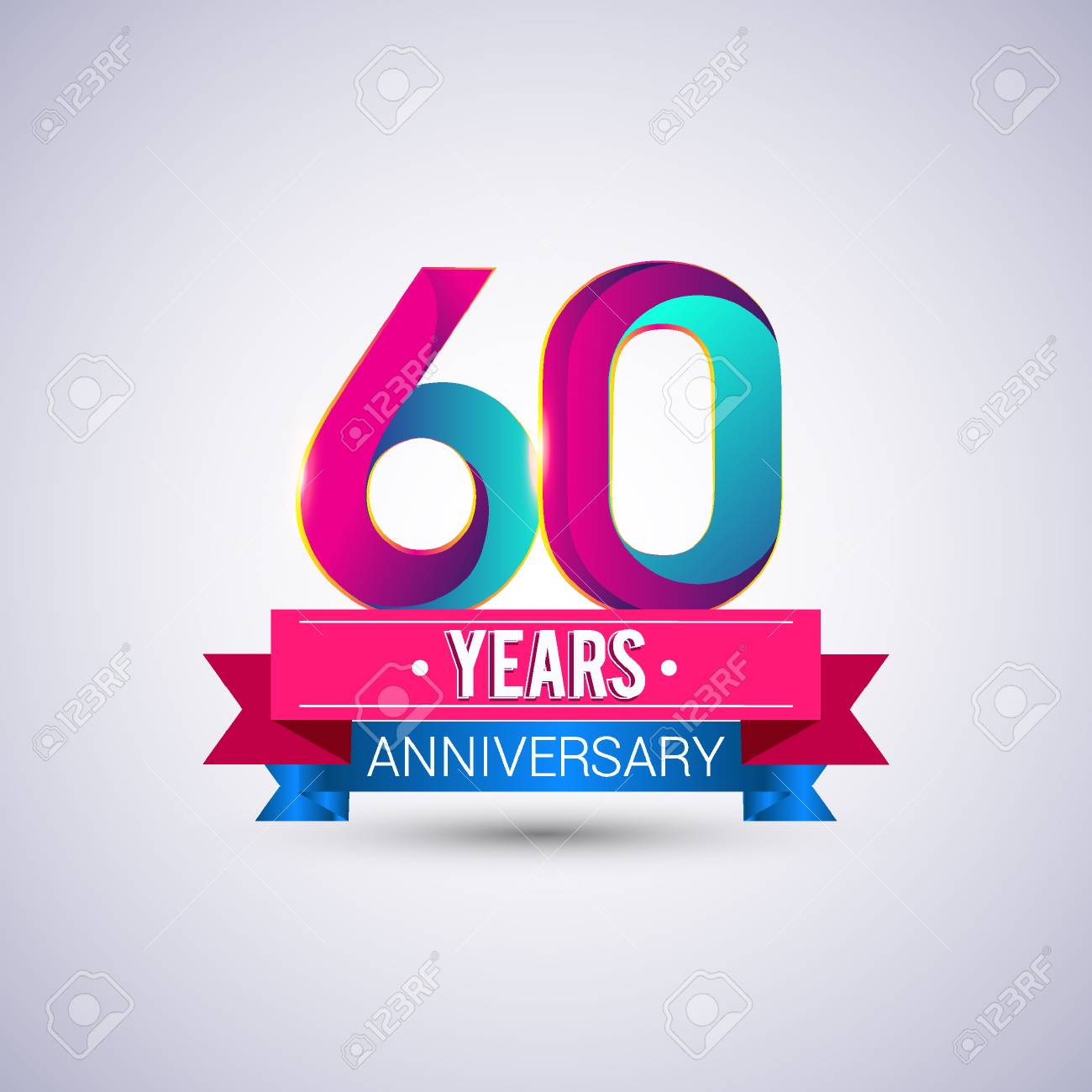 60 Years Anniversary Logo Blue And Red Colored Vector Design Royalty Free Cliparts Vectors And Stock Illustration Image 74493385