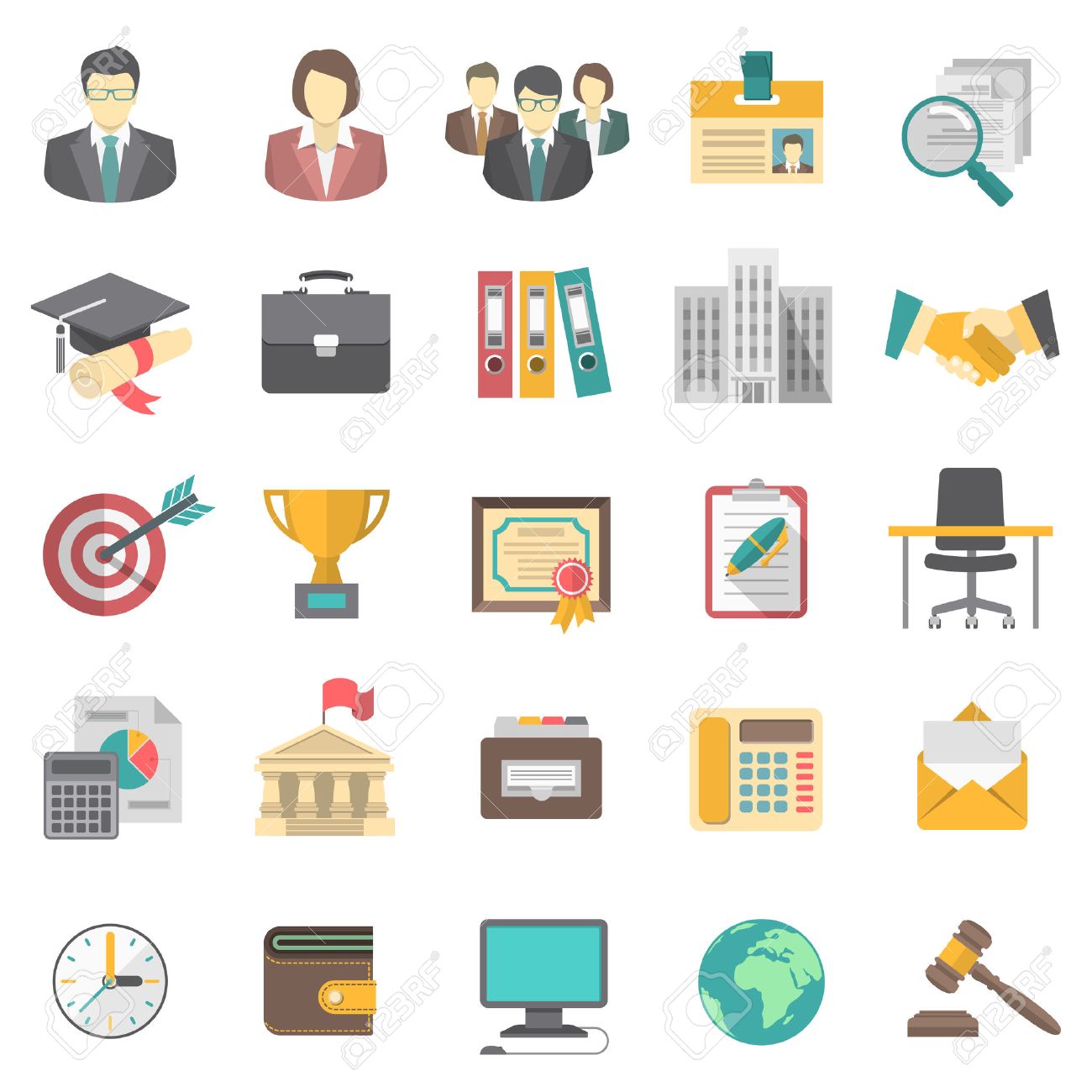 modern flat icons for business resume and the searching of human modern resume icon