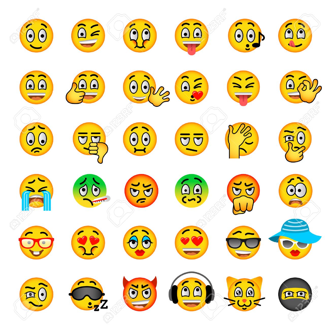 smiley face flat vector icons set emoji emoticons different