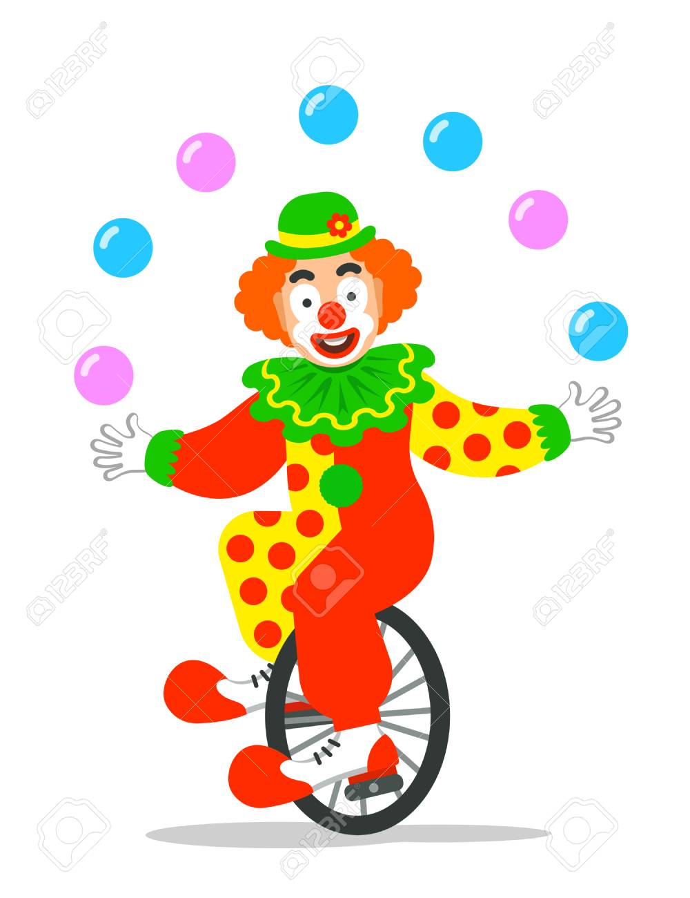 Grappige Circusclown Het Jongleren Met Ballen Op Eenwieler Juggling Stock Illustrations, Vectors, & Clipart – (9,685