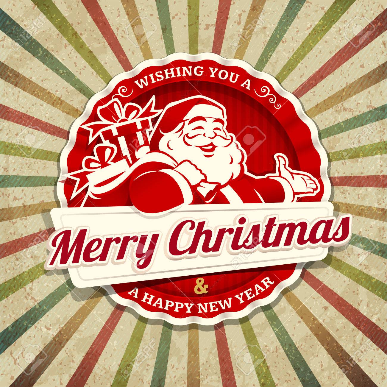 サンタ クロースのレトロなイラストがビンテージのクリスマスのグリーティング カードをベクトルします 書道とタイポグラフィのデザイン要素です のイラスト素材 ベクタ Image サンタ クロースのレトロなイラストがビンテージのクリスマスのグリーティング カードをベクトルします 書道とタイポグラフィのデザイン要素です のイラスト素材 ベクタ Image