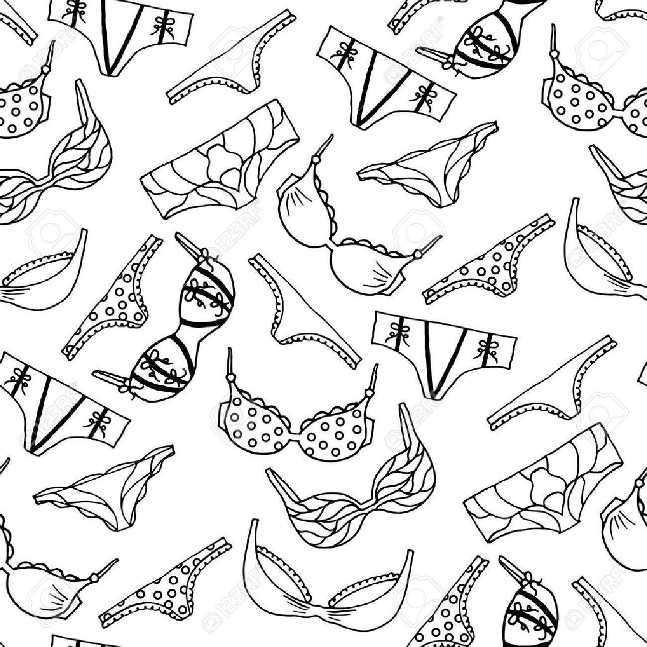 Vector Underwear Wallpaper Design Outline Hand Drawn Illustration Bras And Vector Underwear Wallpaper Design Outline Hand Drawn Illustration Bras And