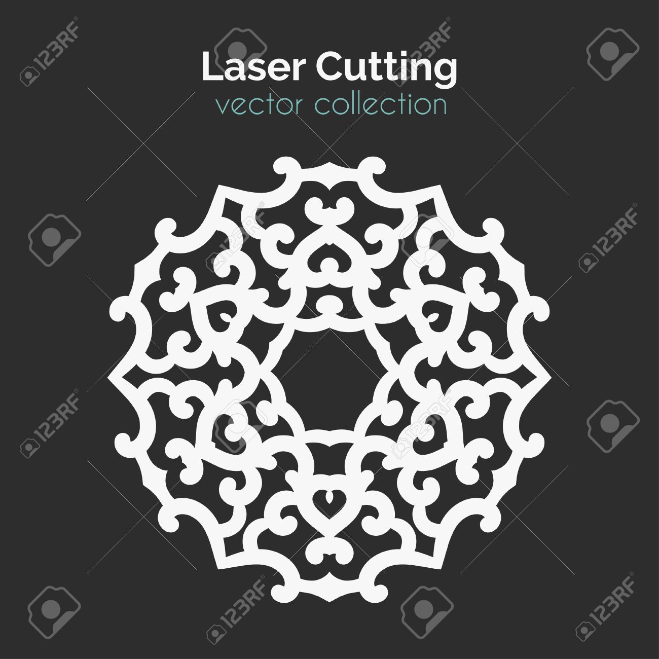 レーザー カットのテンプレートです ラウンド カード マンガラをカット 結婚式招待状の装飾用レース装飾素材イラスト カット マンガラは死にます ベクター デザイン のイラスト素材 ベクタ Image