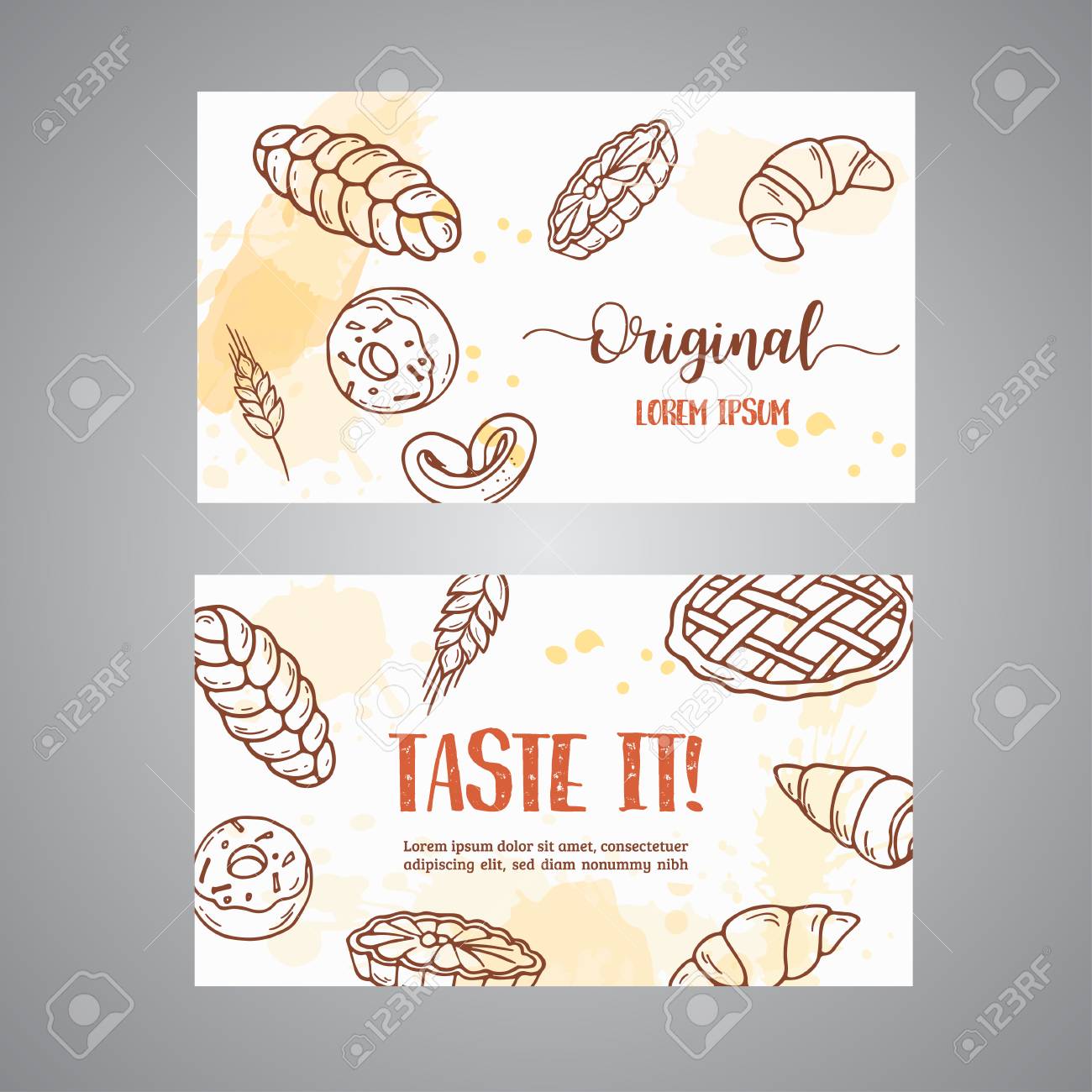 vector vintage business card with sketch bakery pastries sweets desserts cake muffin and bun hand drawn design for menu banner card bakery shop - Vintage Business Cards vector vintage business card with sketch bakery pastries sweets desserts cake muffin and bun hand drawn design for menu banner card bakery shop - Vintage Business Cards
