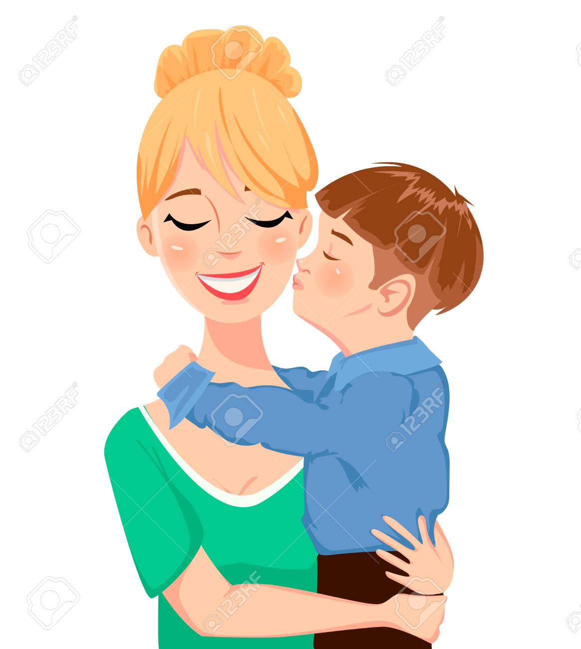 Mother S Day Greeting Card Child Hugging And Kissing His