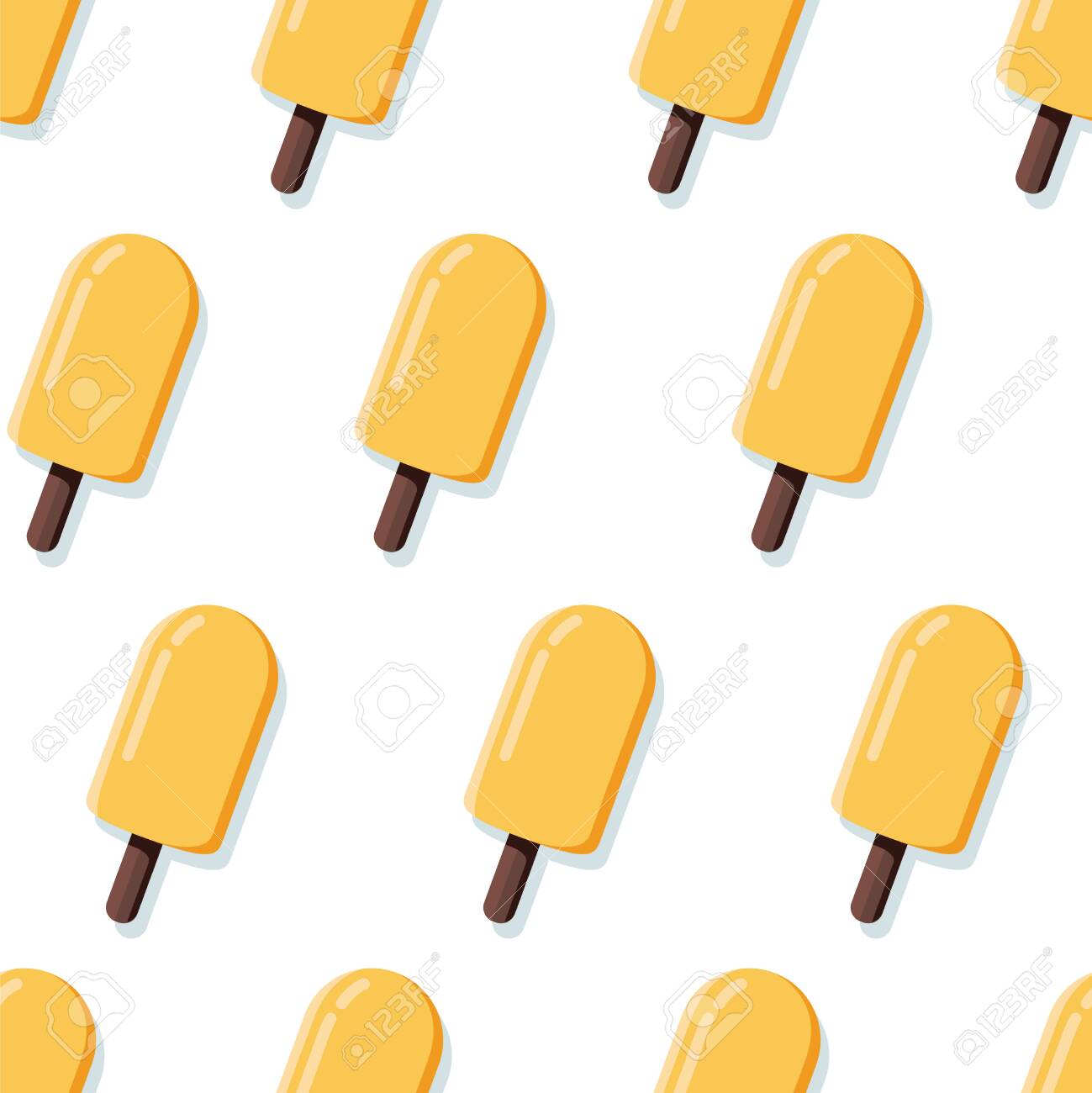 Seamless Pattern with image of yellow ice cream on white background. Vector illustration. - 133534341 Seamless Pattern with image of yellow ice cream on white background. Vector illustration. - 133534341
