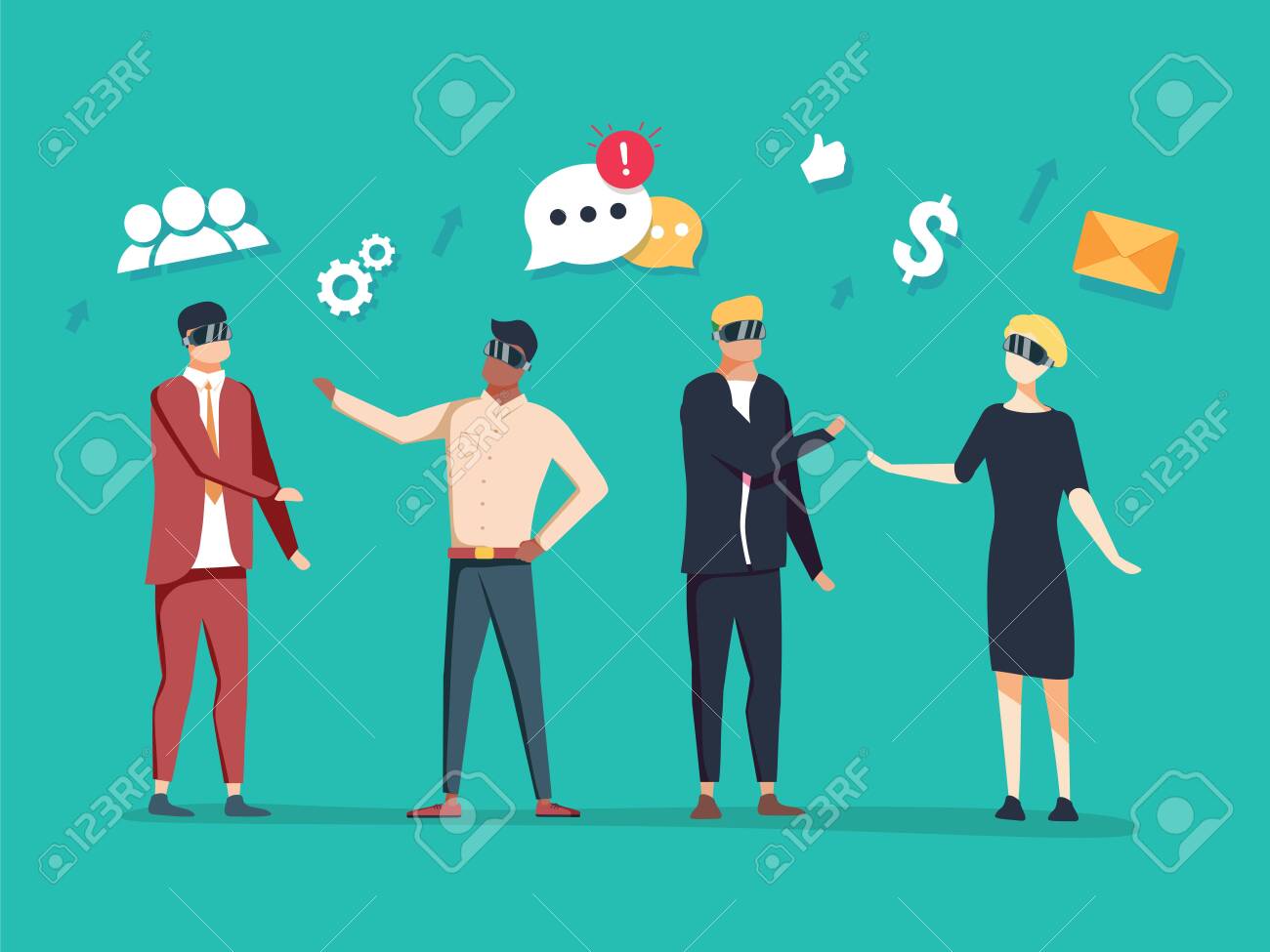 vector business illustration. communication of modern people with the help of innovative technologies - 132302554 vector business illustration. communication of modern people with the help of innovative technologies - 132302554