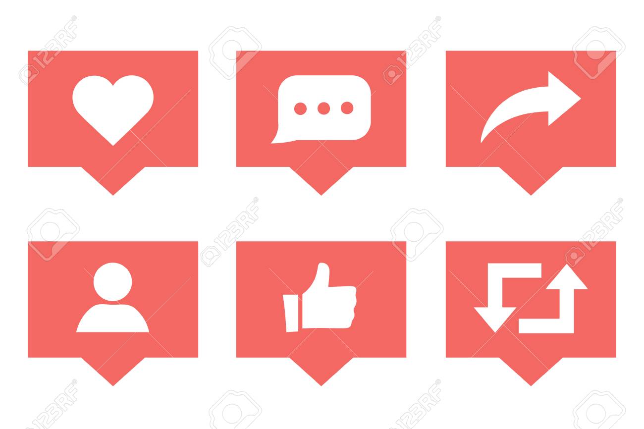 Social media set notifications icons like follower and comment with share icons. Vector illustration. Social media marketing illustrations. SMM business symbols for presentation or website interface. - 127315463 Social media set notifications icons like follower and comment with share icons. Vector illustration. Social media marketing illustrations. SMM business symbols for presentation or website interface. - 127315463