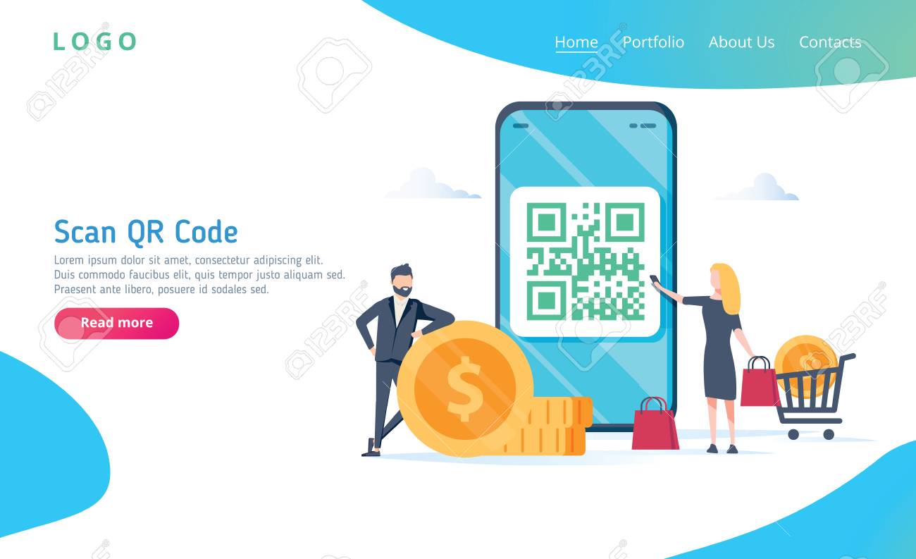 QR code scanning vector illustration concept, people use smartphone and scan qr code for payment and everything - 114597166 QR code scanning vector illustration concept, people use smartphone and scan qr code for payment and everything - 114597166
