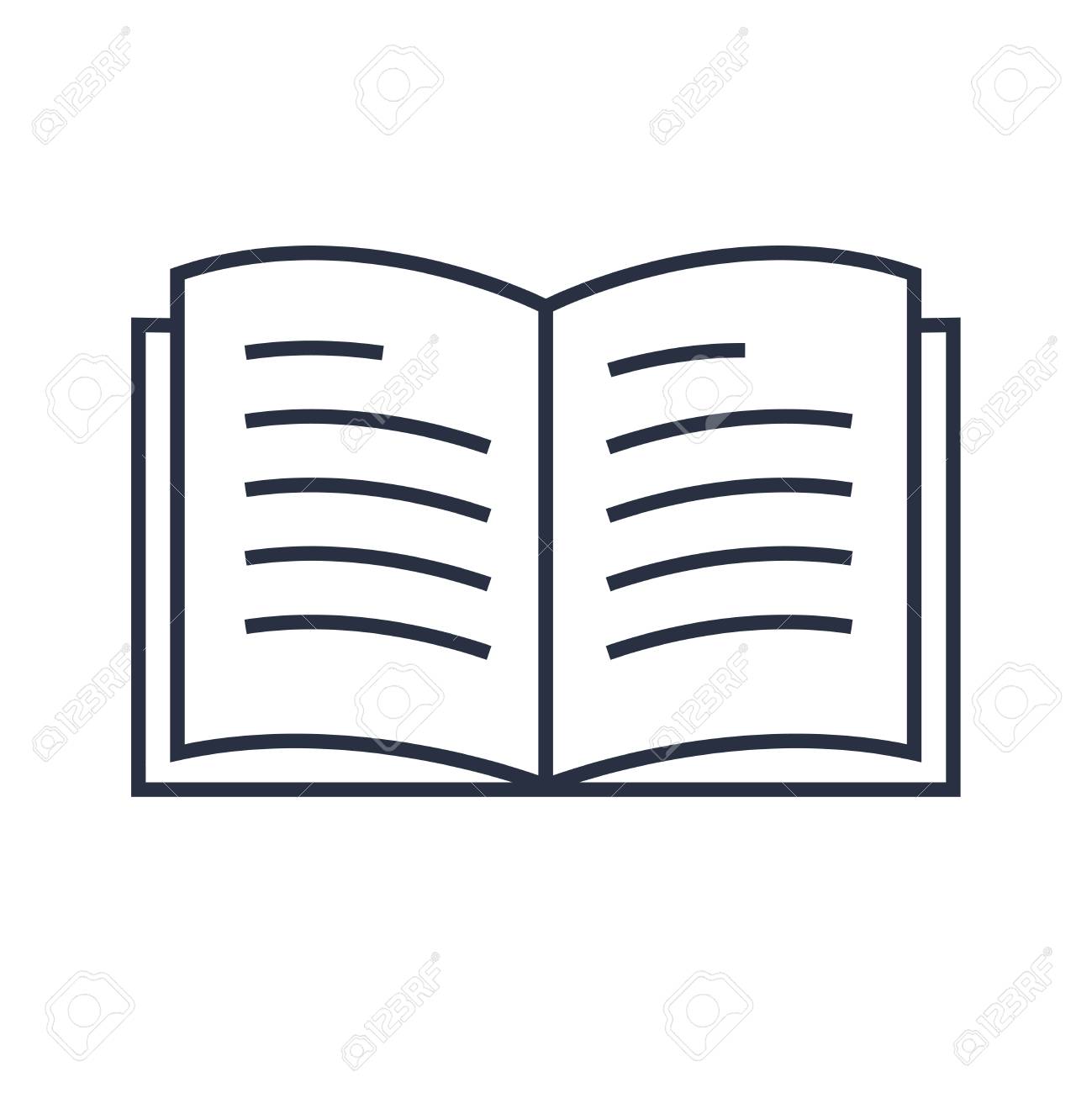 Book line icon vector. Minimalistic modern linear icon for education. Diary, book icon, concept for reading. Online reader sign. Simple study logo, library, magazine. Textbook isolated on white - 125733805 Book line icon vector. Minimalistic modern linear icon for education. Diary, book icon, concept for reading. Online reader sign. Simple study logo, library, magazine. Textbook isolated on white - 125733805