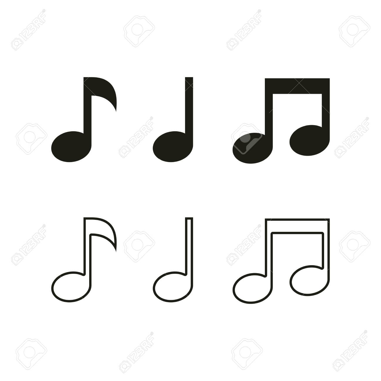 Music note vector icons. Sound and melody symbols. Set of various black musical note icon isolated onwhite background. - 132173260 Music note vector icons. Sound and melody symbols. Set of various black musical note icon isolated onwhite background. - 132173260