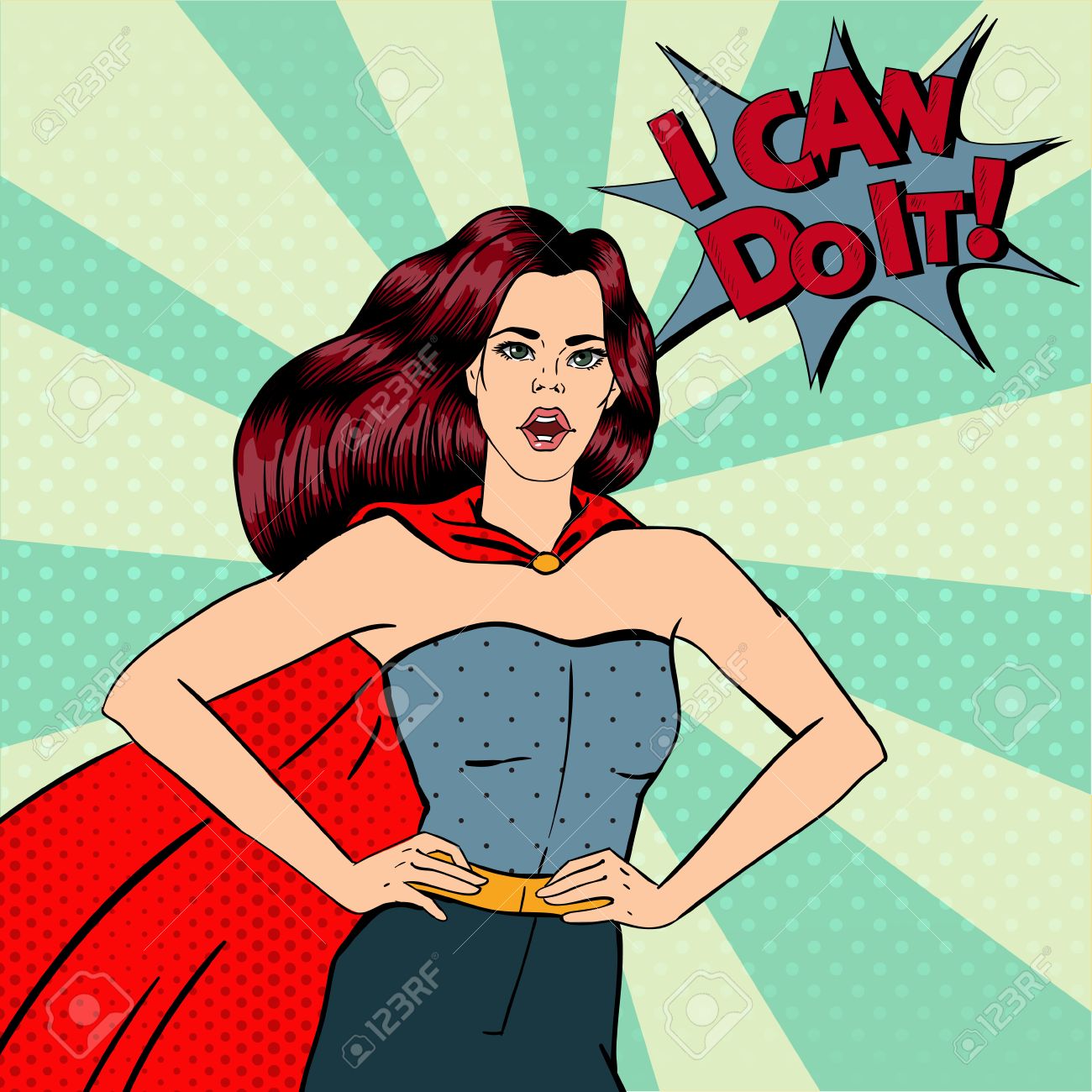 Super Woman Female Hero Superhero Girl In Superhero Costume Pin Up Girl Comic Style Pop Art Vector Illustration Royalty Free Cliparts Vectors And Stock Illustration Image