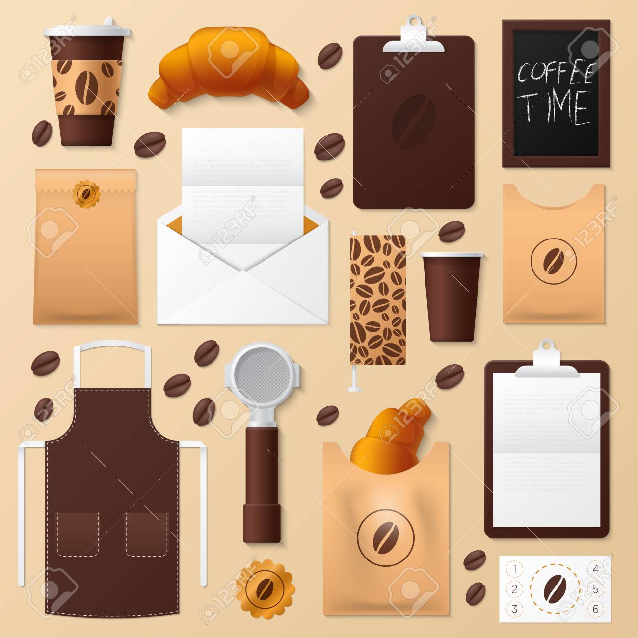 Download Coffee Shop Corporate Identity Template Set Cafe Stationary Royalty Free Cliparts Vectors And Stock Illustration Image 81670345
