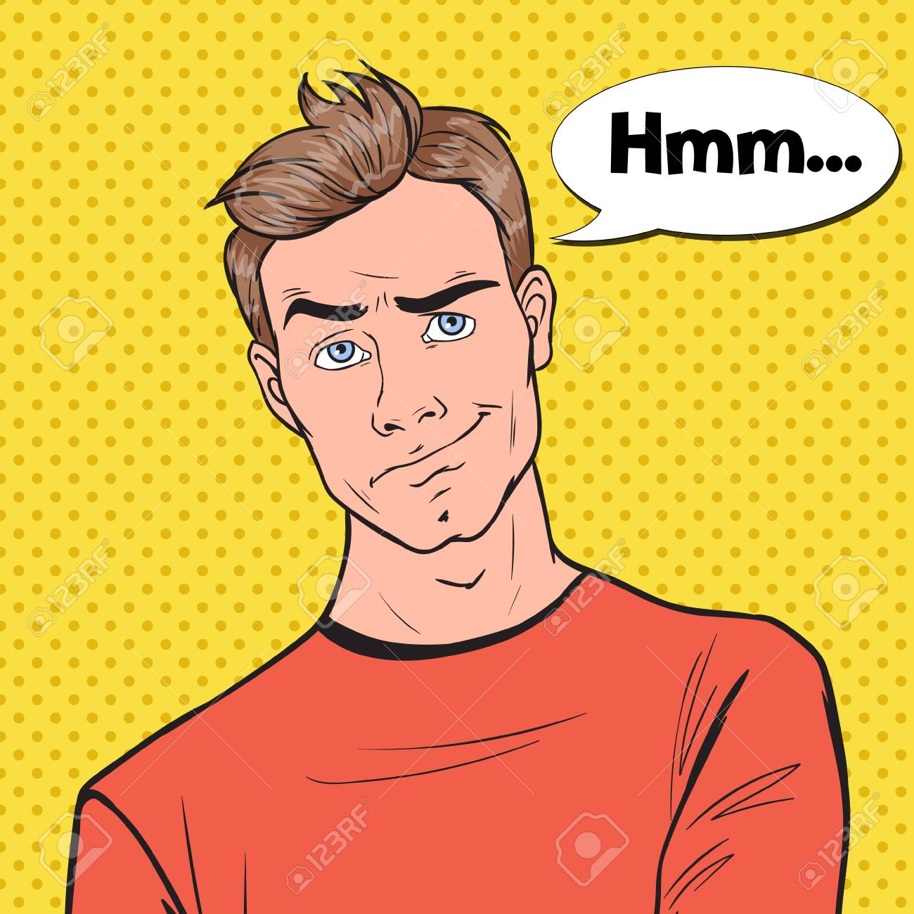 Pop Art Concerned Man Portrait. Thoughtful Worried Guy Facial Expression. Vector illustration - 106199736 Pop Art Concerned Man Portrait. Thoughtful Worried Guy Facial Expression. Vector illustration - 106199736