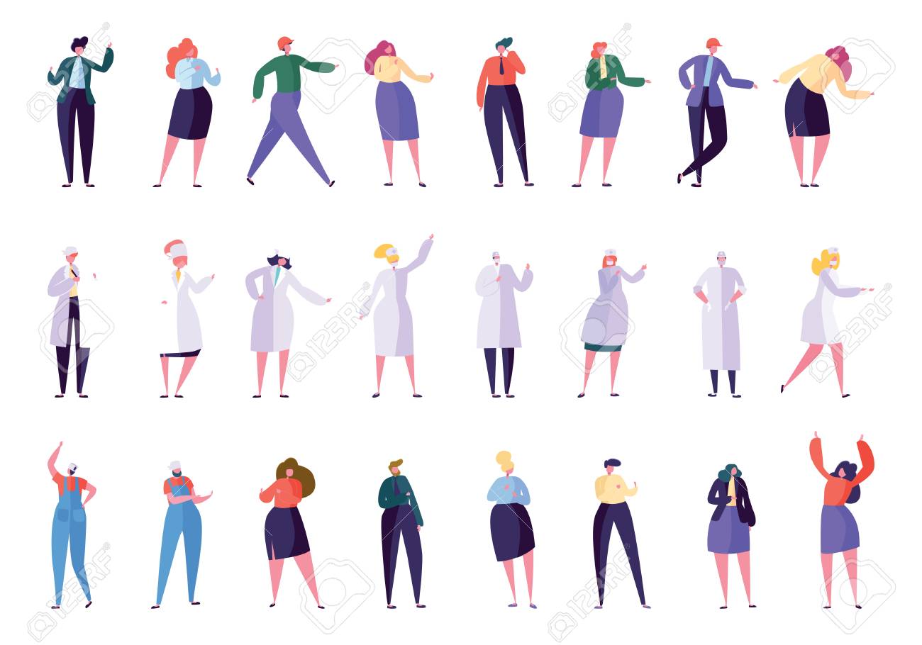 Creative Different Business Profession People Set. Business Character in Various Lifestyle: Director, Secretary, Manager, Doctor, Nurse, Foreman, Builder. Flat Cartoon Vector Illustration - 117461884 Creative Different Business Profession People Set. Business Character in Various Lifestyle: Director, Secretary, Manager, Doctor, Nurse, Foreman, Builder. Flat Cartoon Vector Illustration - 117461884