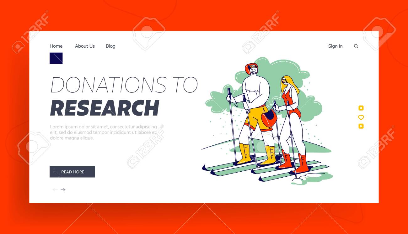 Couple Of Nude Characters Skiing In