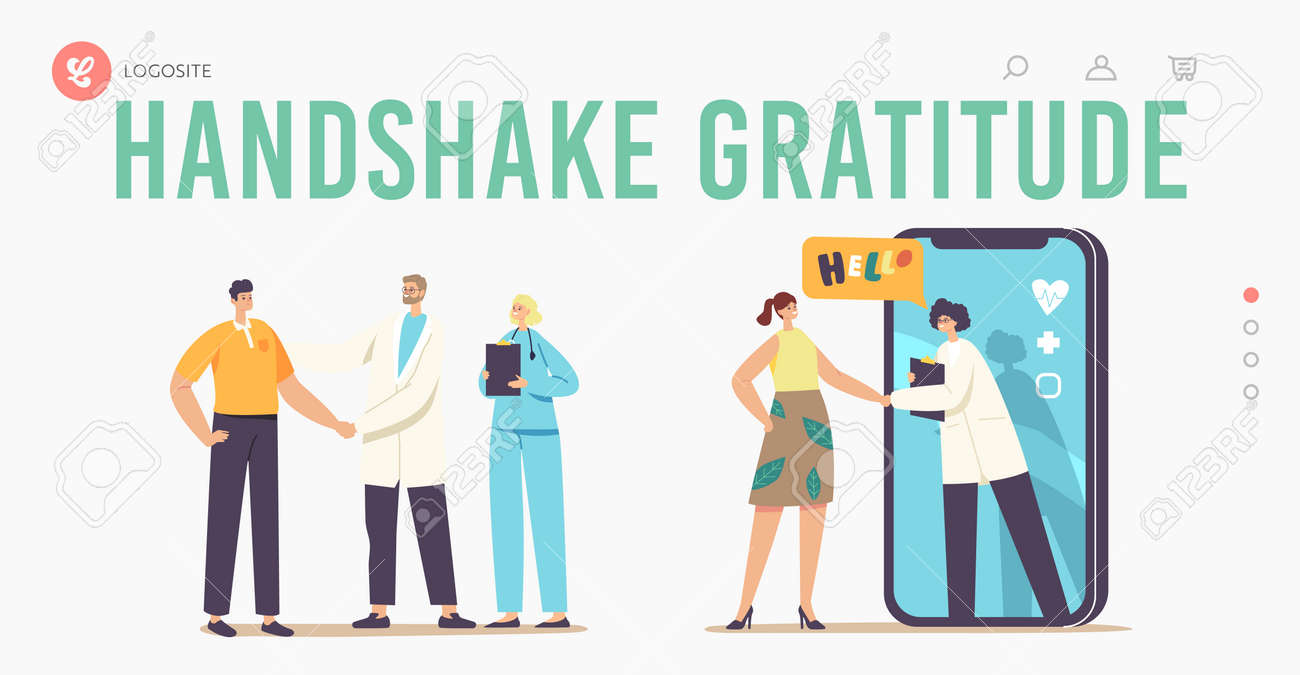 Patient Gratitude Doctors with Shaking Hand Landing Page Template. Medicine Consultation, Smart Medical Technologies - 167058713 Patient Gratitude Doctors with Shaking Hand Landing Page Template. Medicine Consultation, Smart Medical Technologies - 167058713