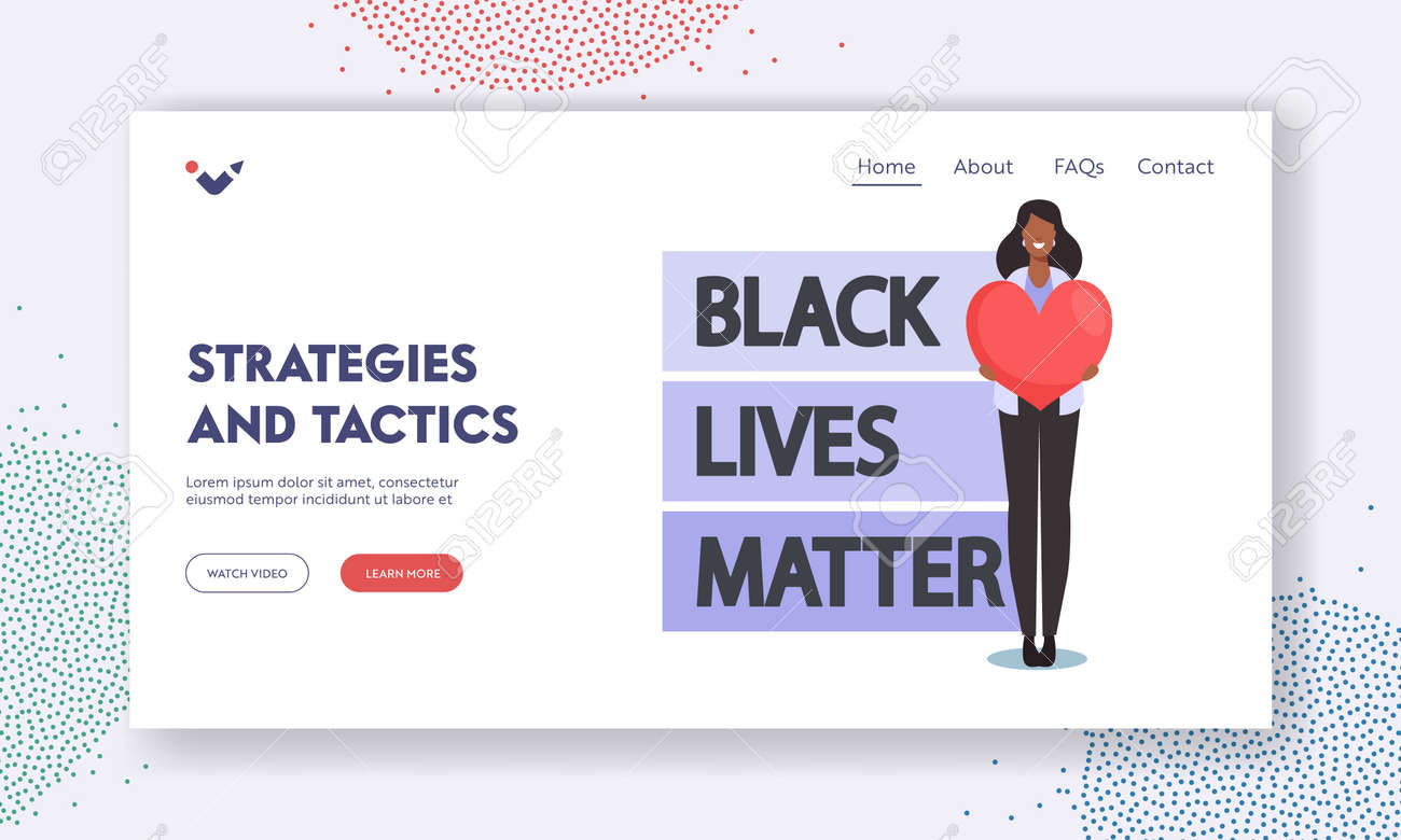 Black Lives Matter Strategies and Tactics Landing Page Template. Antiracist African Character with Heart in Hand Protest - 171876741 Black Lives Matter Strategies and Tactics Landing Page Template. Antiracist African Character with Heart in Hand Protest - 171876741