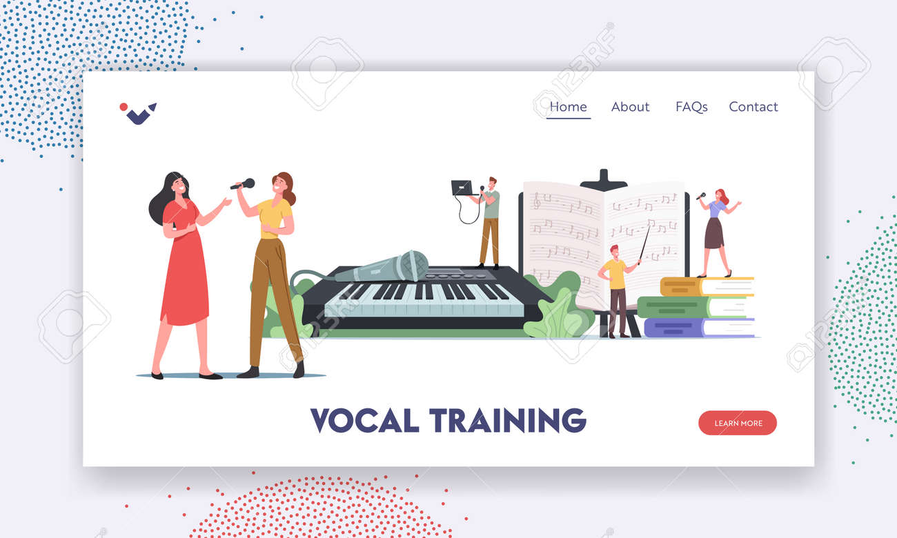 Vocal Training Landing Page Template. Characters Take Musical Lessons Voice and Singing Songs. People Developing Talent - 171876441 Vocal Training Landing Page Template. Characters Take Musical Lessons Voice and Singing Songs. People Developing Talent - 171876441
