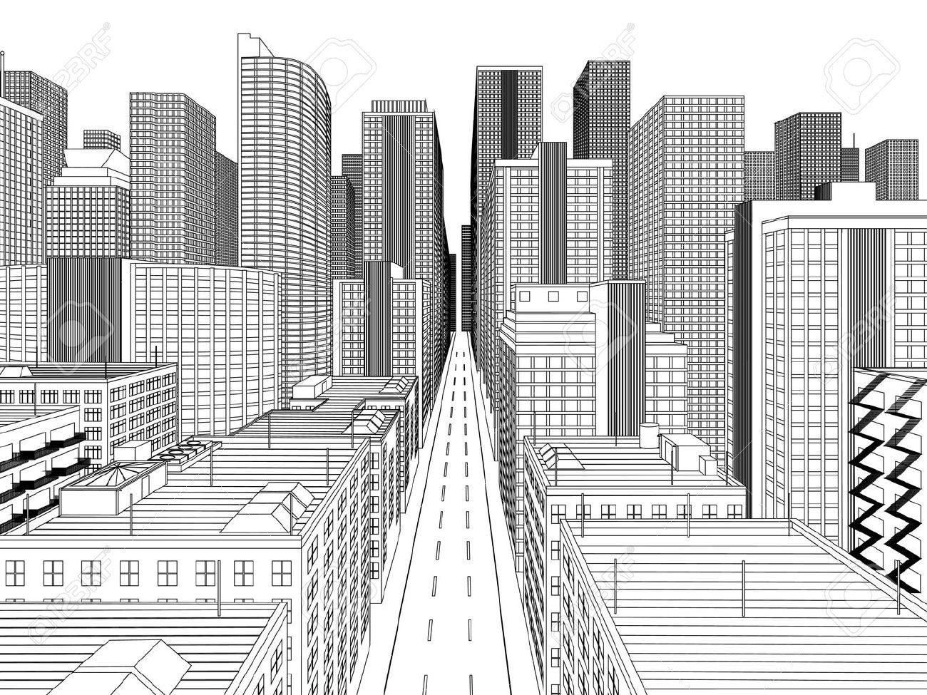 sketch of a city