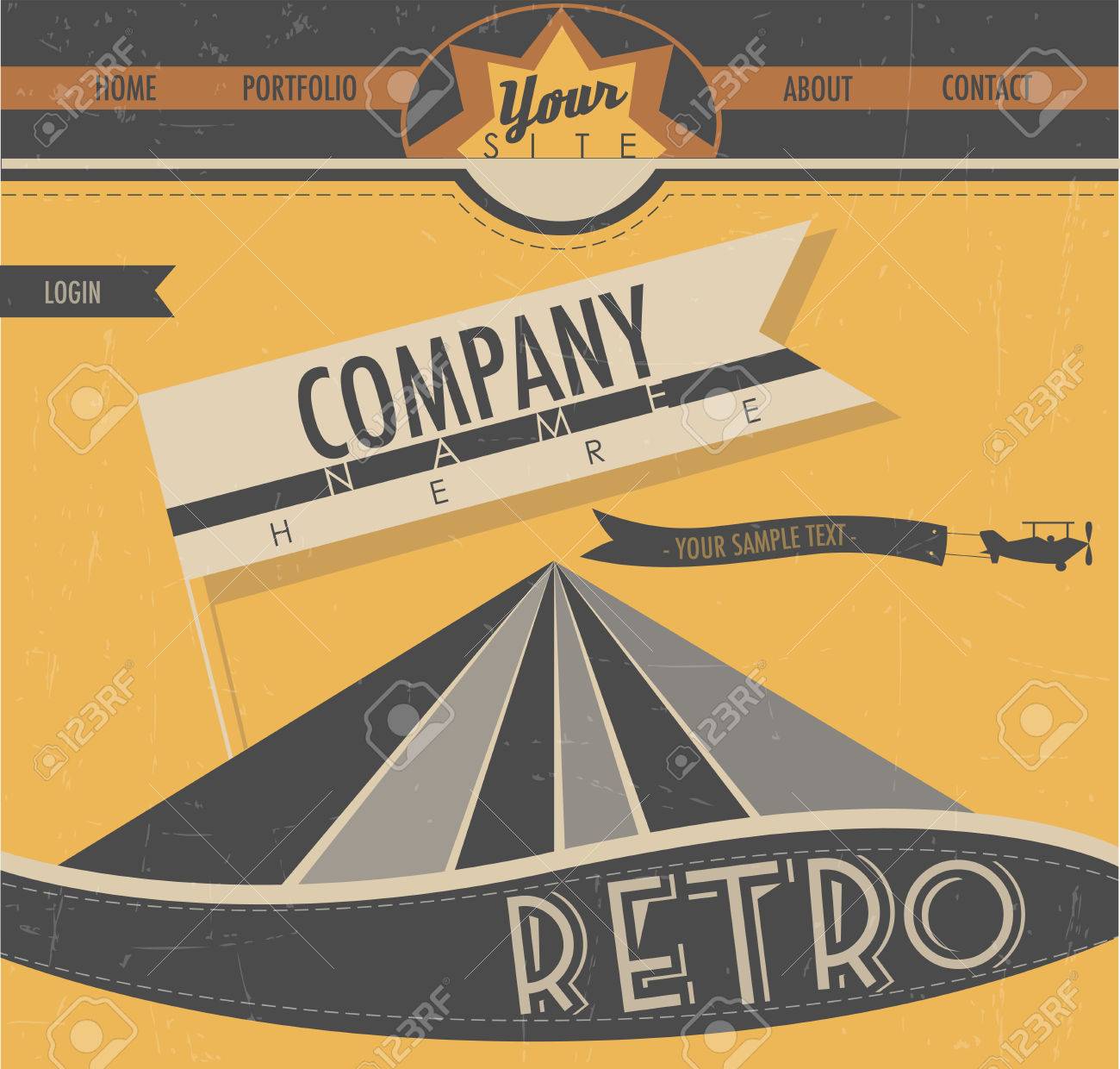 website template in retro style vintage style creative web design