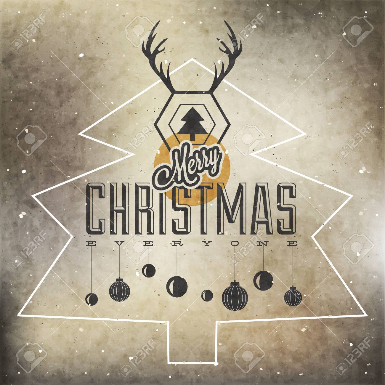 Immagini Vintage Natale.Vettoriale Decorazioni Di Natale Di Raccolta Per Le Cartoline E Altri Design Di Natale Retro Stile Vintage Natale Simboli Tipografici E Calligrafici Per Biglietti Di Auguri Vintage Design Grungy Fondo Usurato