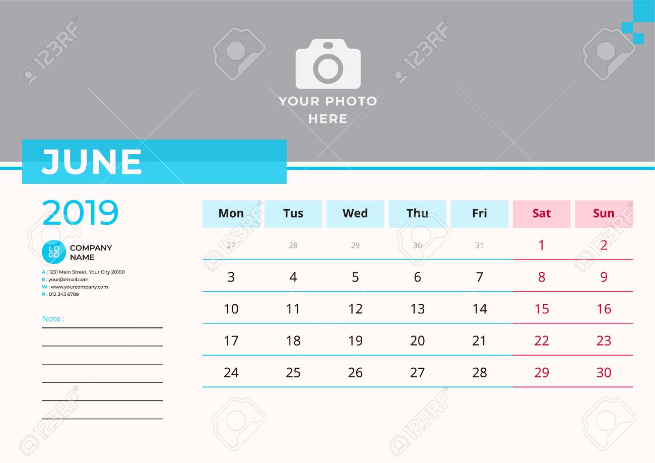calendar design for june 2019 simple blue color week starts june 2019 weekly calendar