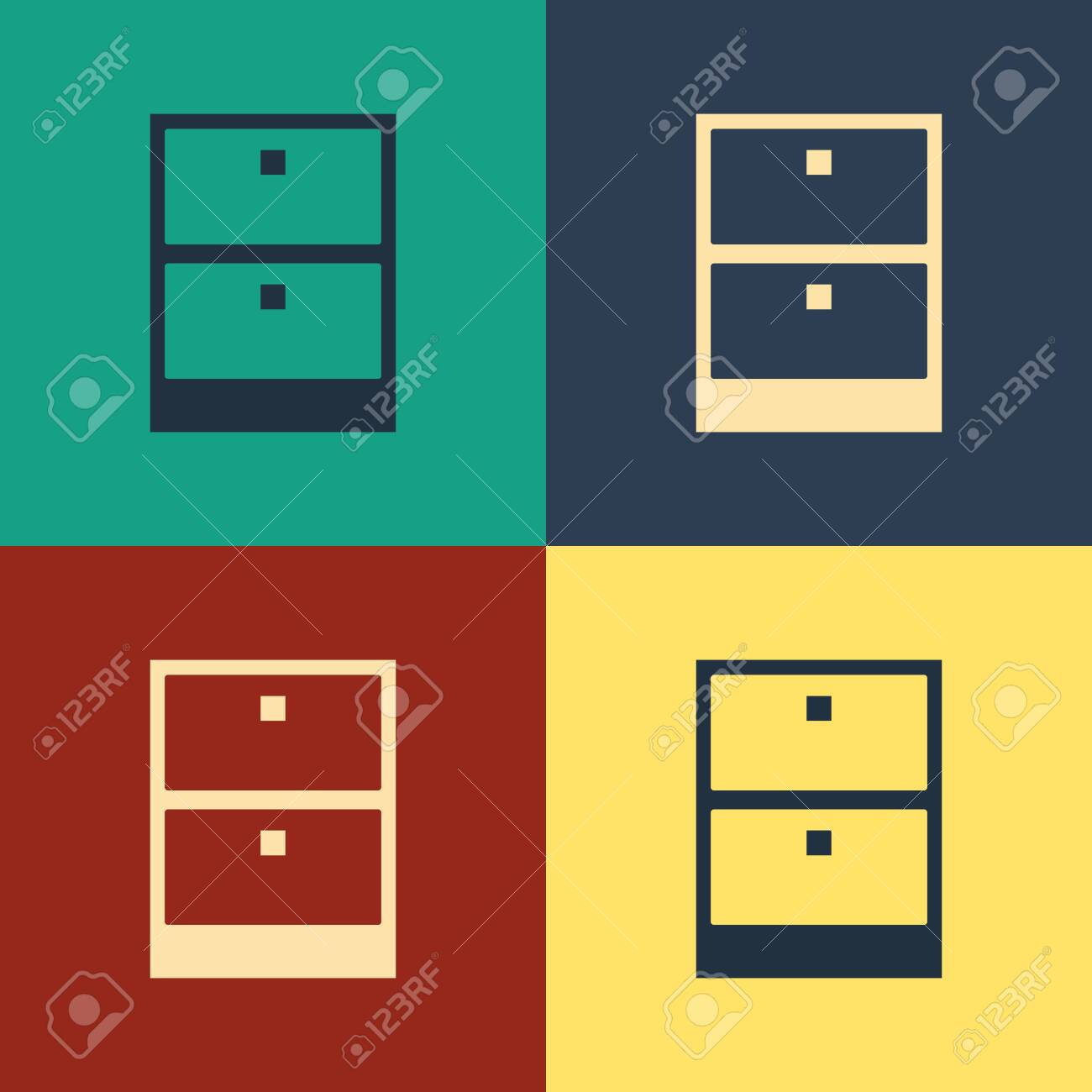 Color Archive Papers Drawer Icon Isolated On Color Background