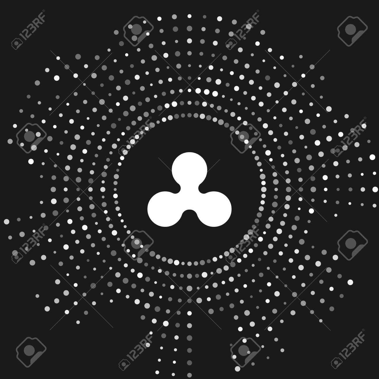 흰색 Cryptocurrency 동전 리플 XRP 아이콘 회색 배경에 고립. 알트코인 기호입니다. 블록체인 기반 보안 암호화폐. 추상  원 임의의 점입니다. 벡터 일러스트 레이 션 로열티 무료 사진, 그림, 이미지 그리고 스톡포토그래피. Image 128471030