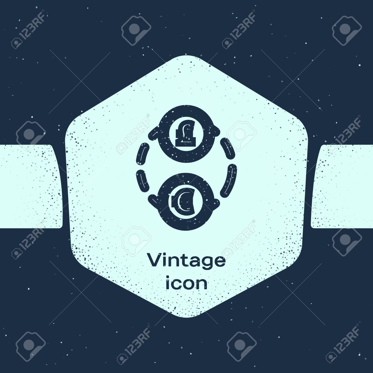 Grunge Line Money Exchange Icon Isolated On Blue Background - 