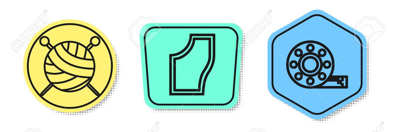 Set Line Yarn Ball With Knitting Needles Sewing Pattern And Royalty Free Cliparts Vectors And Stock Illustration Image 136587034