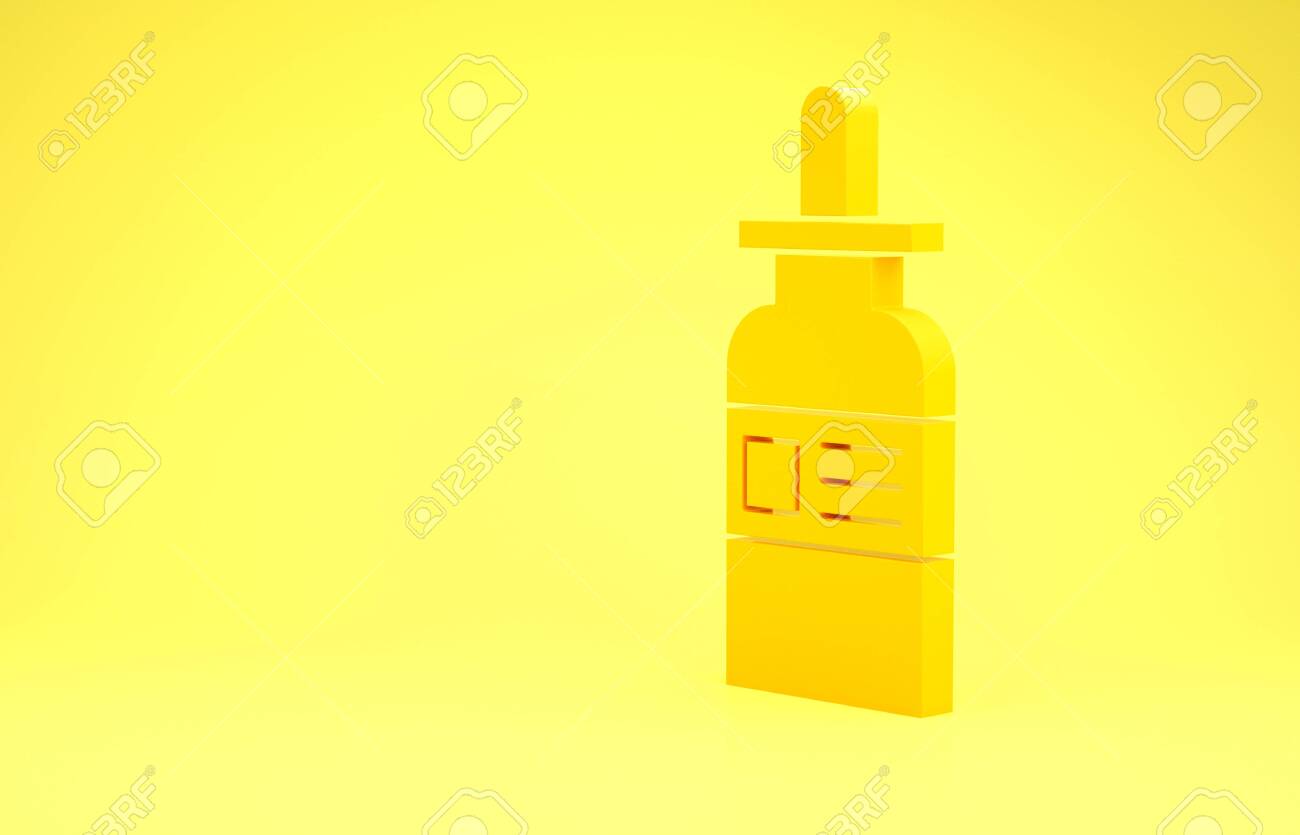 Download Yellow Glass Bottle With A Pipette Icon Isolated On Yellow Background Stock Photo Picture And Royalty Free Image Image 137429534 PSD Mockup Templates