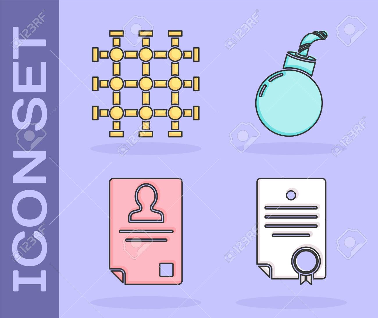 Set Certificate Template, Prison Window, Identification Badge And Bomb  Ready To Explode Icon. Vector Royalty Free SVG, Cliparts, Vectors, And  Stock Illustration. Image 142252710.