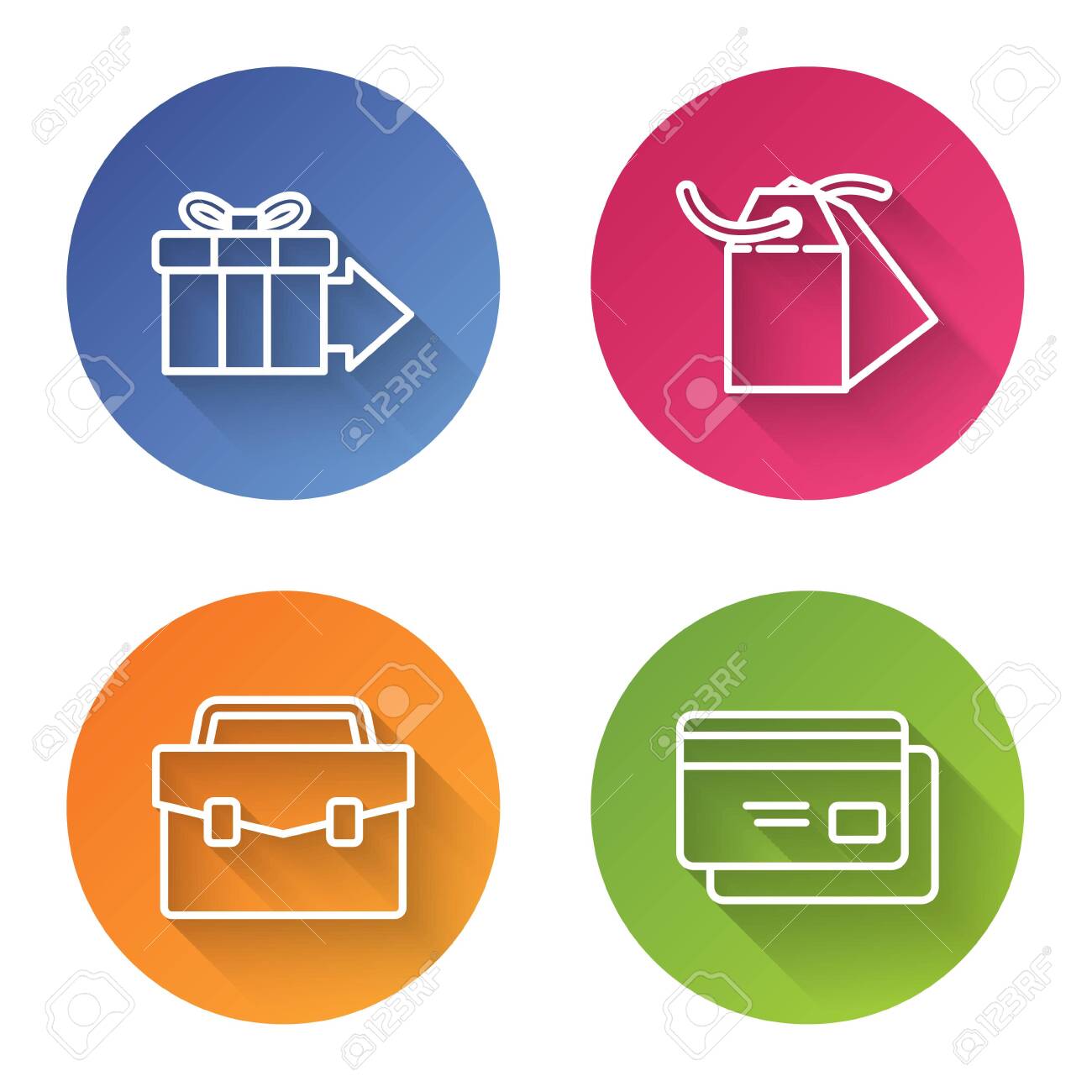 Set Line Gift Box Blank Label Template Price Tag Briefcase Royalty Free Cliparts Vectors And Stock Illustration Image 142857825