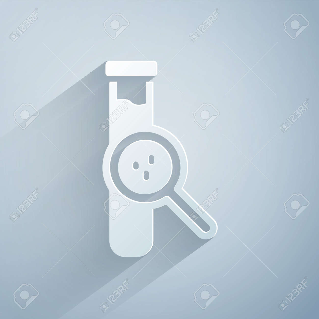 Paper cut Test tube and flask chemical laboratory test icon isolated on grey background. Laboratory glassware sign. Paper art style. Vector - 170180347 Paper cut Test tube and flask chemical laboratory test icon isolated on grey background. Laboratory glassware sign. Paper art style. Vector - 170180347