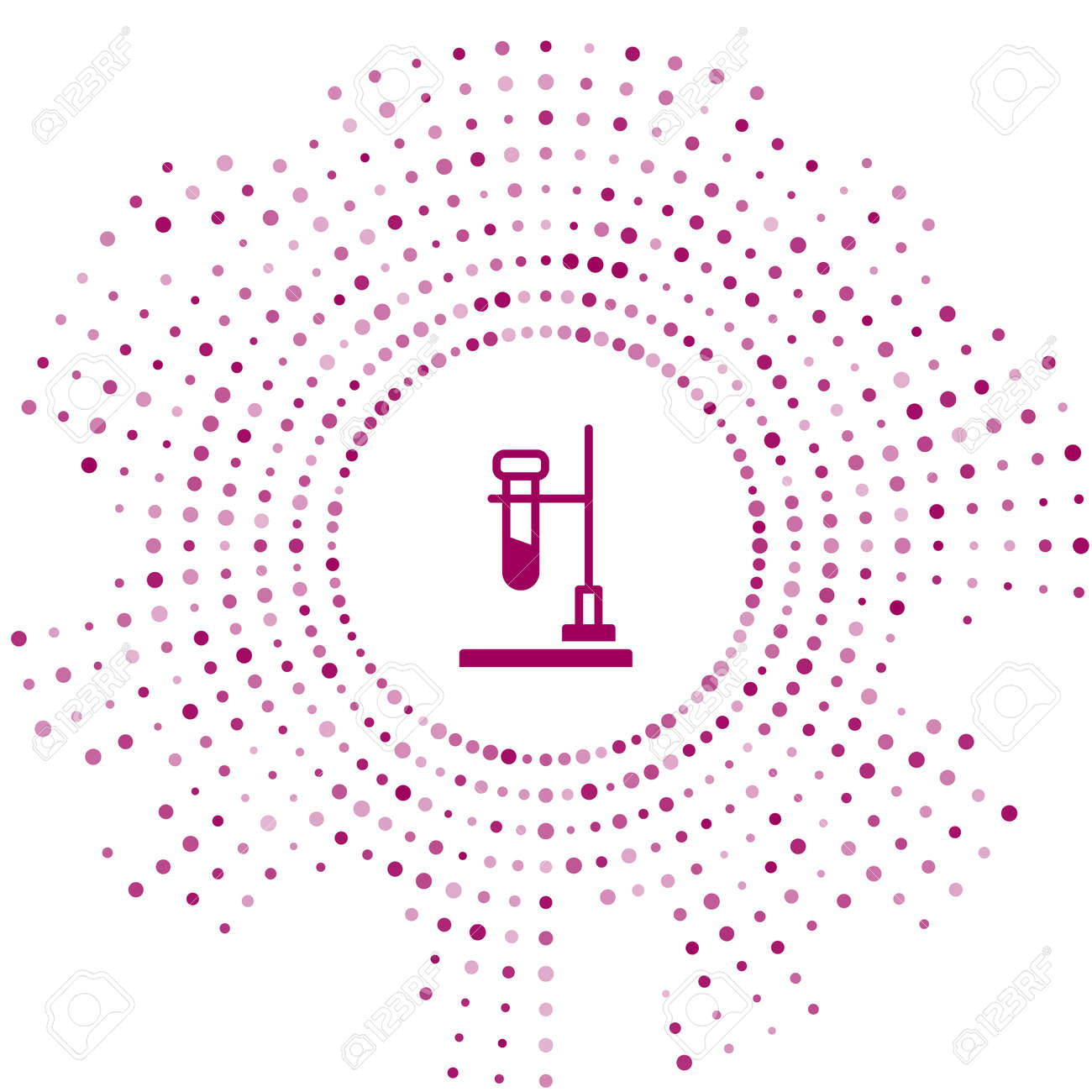 Purple Glass test tube flask on fire heater experiment icon isolated on white background. Laboratory equipment. Abstract circle random dots. Vector - 170180350 Purple Glass test tube flask on fire heater experiment icon isolated on white background. Laboratory equipment. Abstract circle random dots. Vector - 170180350
