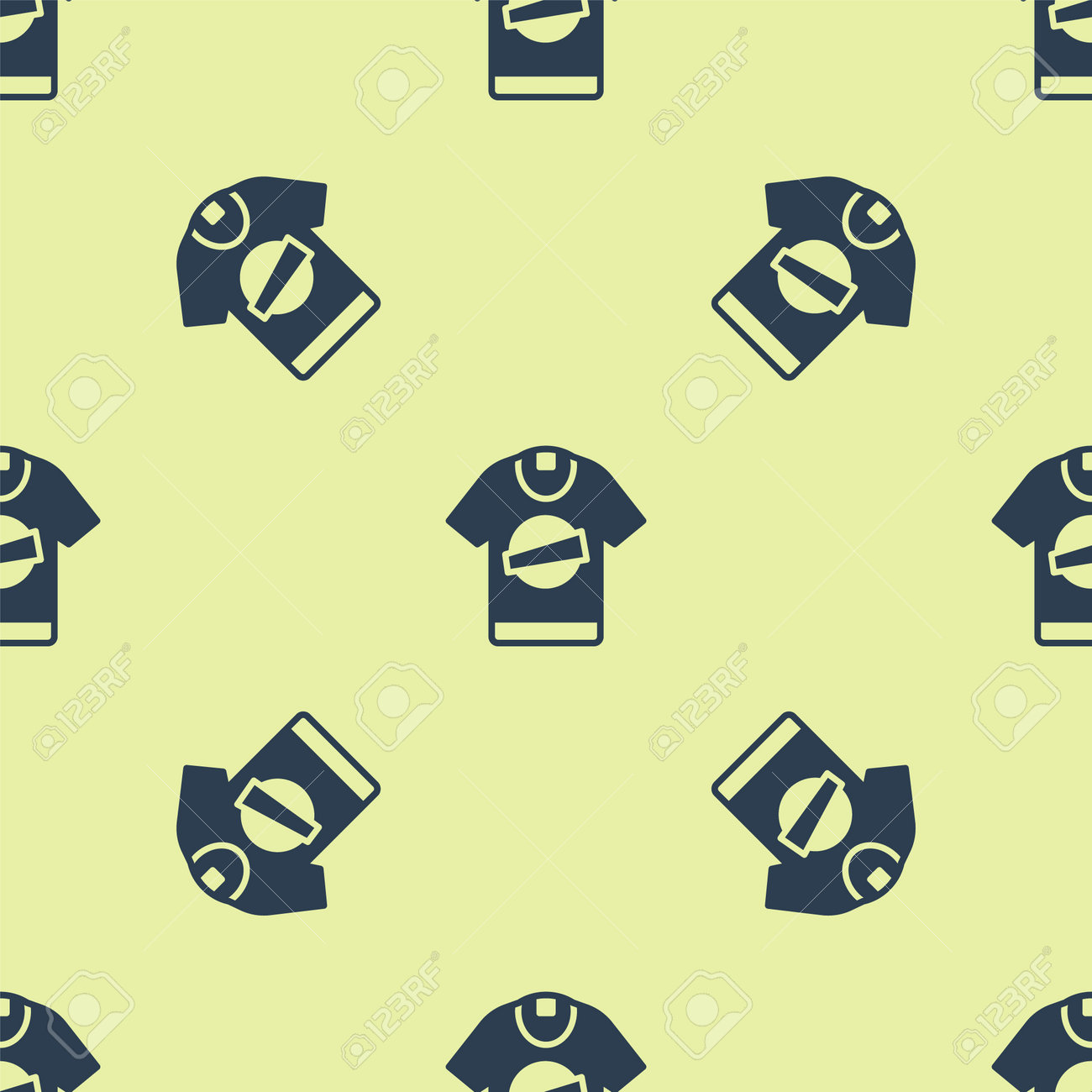 Blue T-shirt icon isolated seamless pattern on yellow background. Vector - 170180362 Blue T-shirt icon isolated seamless pattern on yellow background. Vector - 170180362