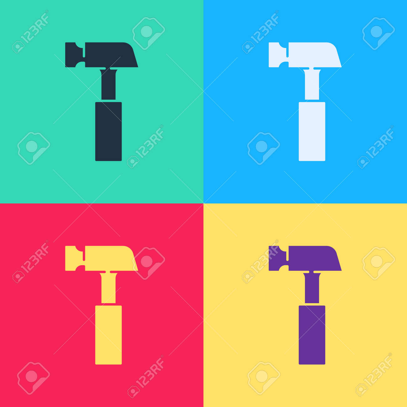 Pop art Hammer icon isolated on color background. Tool for repair. Vector - 170180375 Pop art Hammer icon isolated on color background. Tool for repair. Vector - 170180375